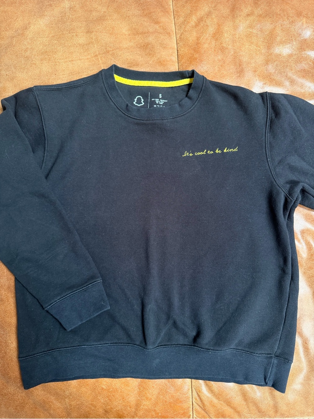Snapchat It’s Cool to Be Kind Sweatshirt Black Adult Small Unisex Crewneck